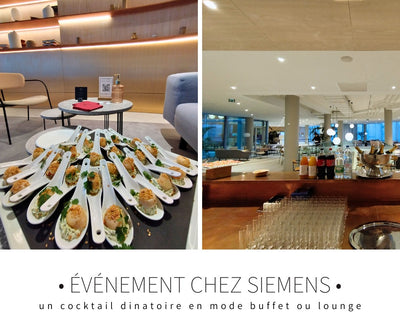Evénement chez Siemens : un cocktail dinatoire en mode buffet ou lounge